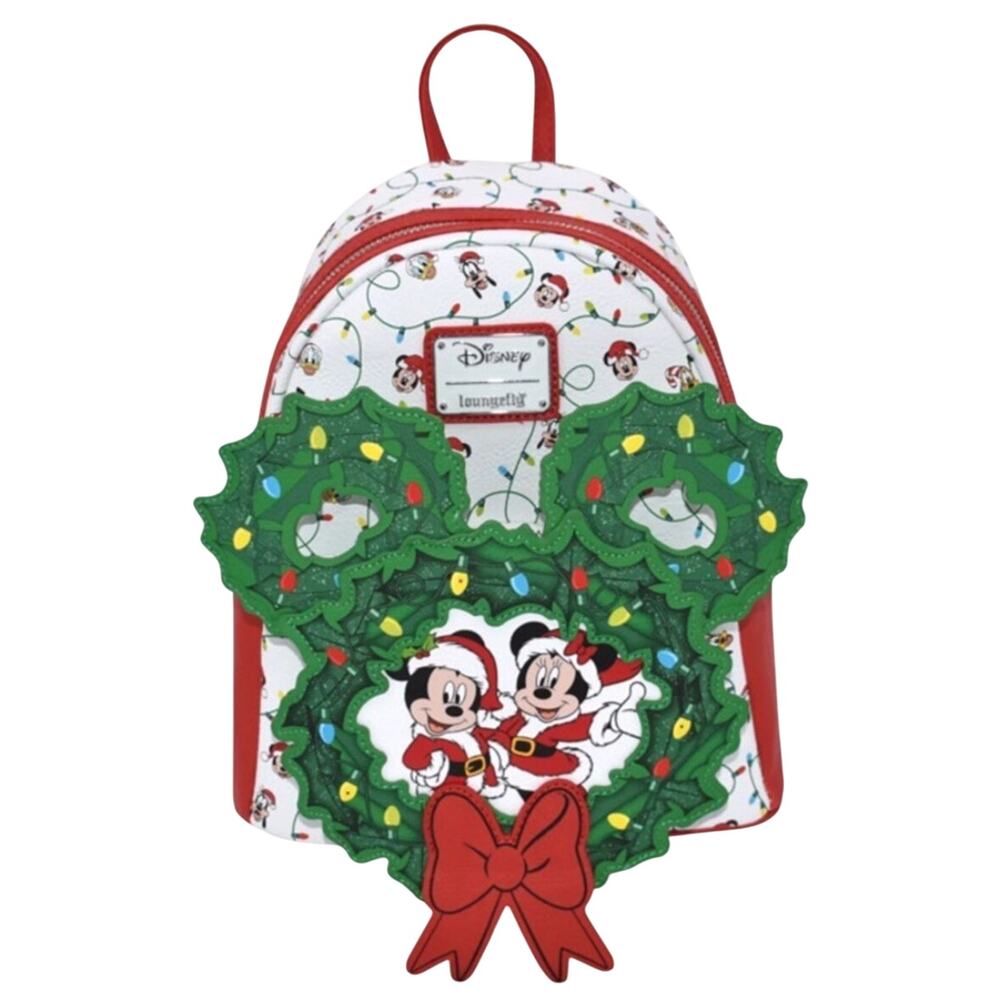 Loungefly Disney Mickey And Friends Holiday Wreath Light Up Mini Backpack
